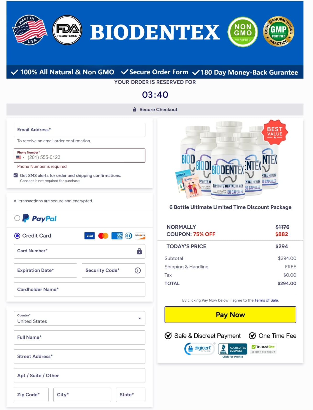 Biodentex order page